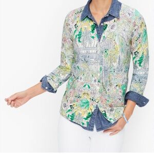 TALBOTS CHARMING CARDIGAN - GLASSHOUSE GARDEN Style # P21112105 NWOT Size LP